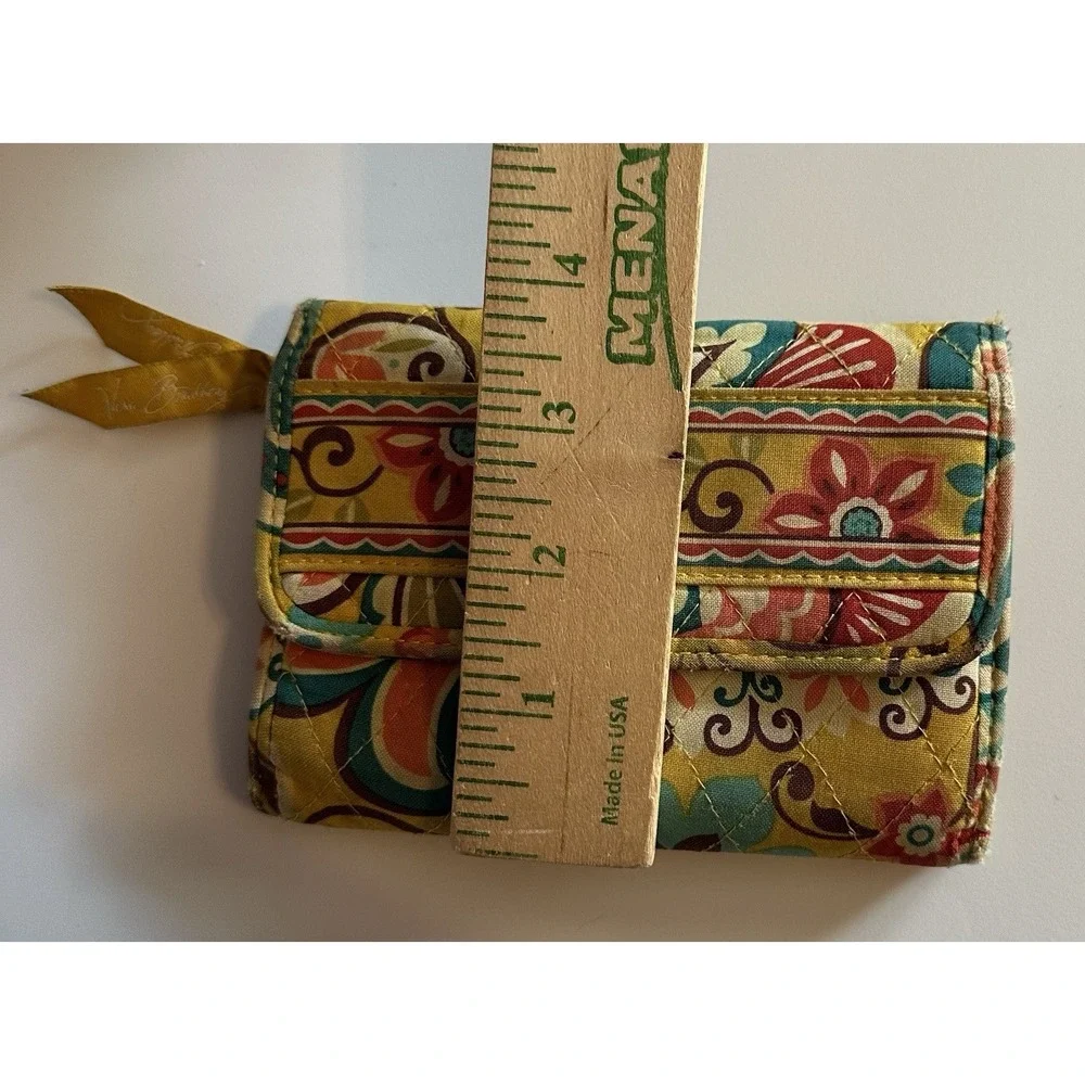 Vera Bradley Provencal Euro Wallet Yellow Multi Paisley Floral Folding Snap - Picture 8 of 9